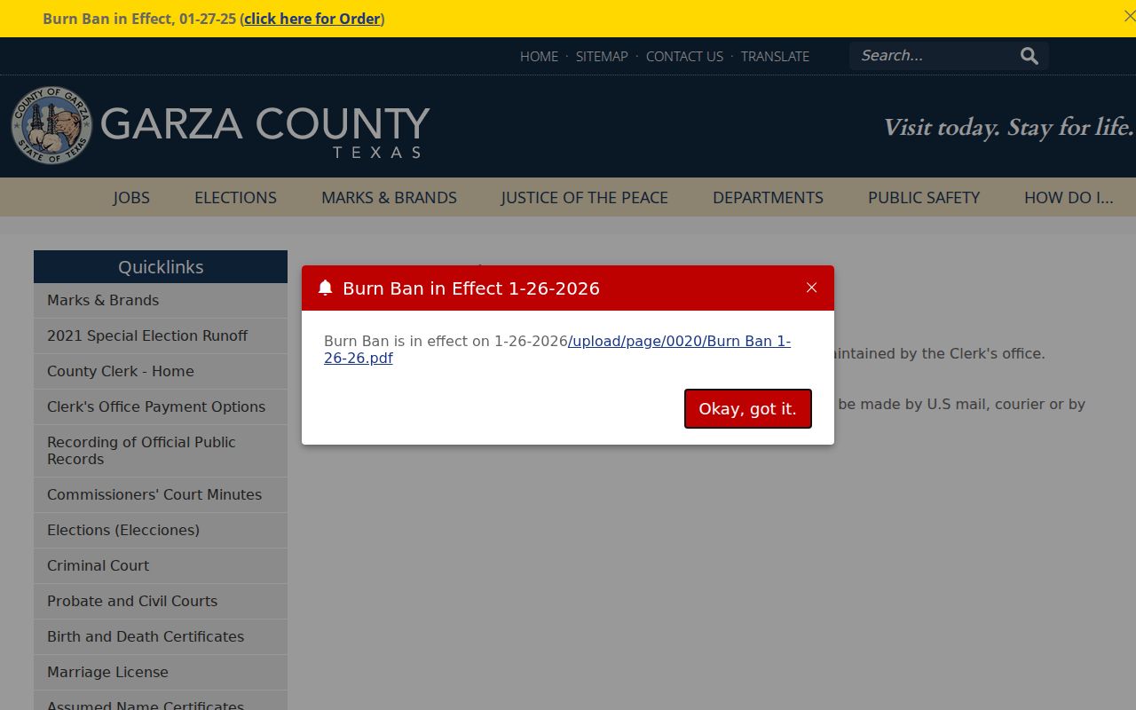 Garza County open records request instructions