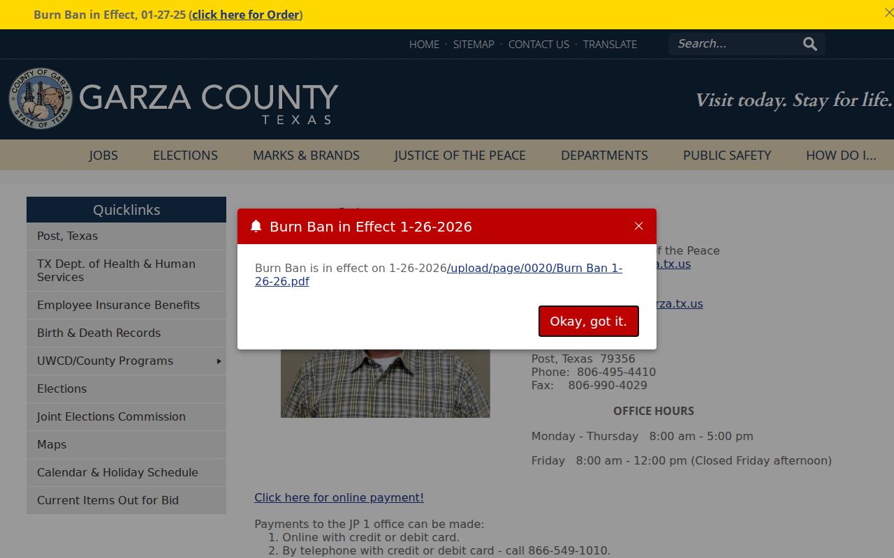 Garza County Justice of the Peace Precinct 1 traffic procedures