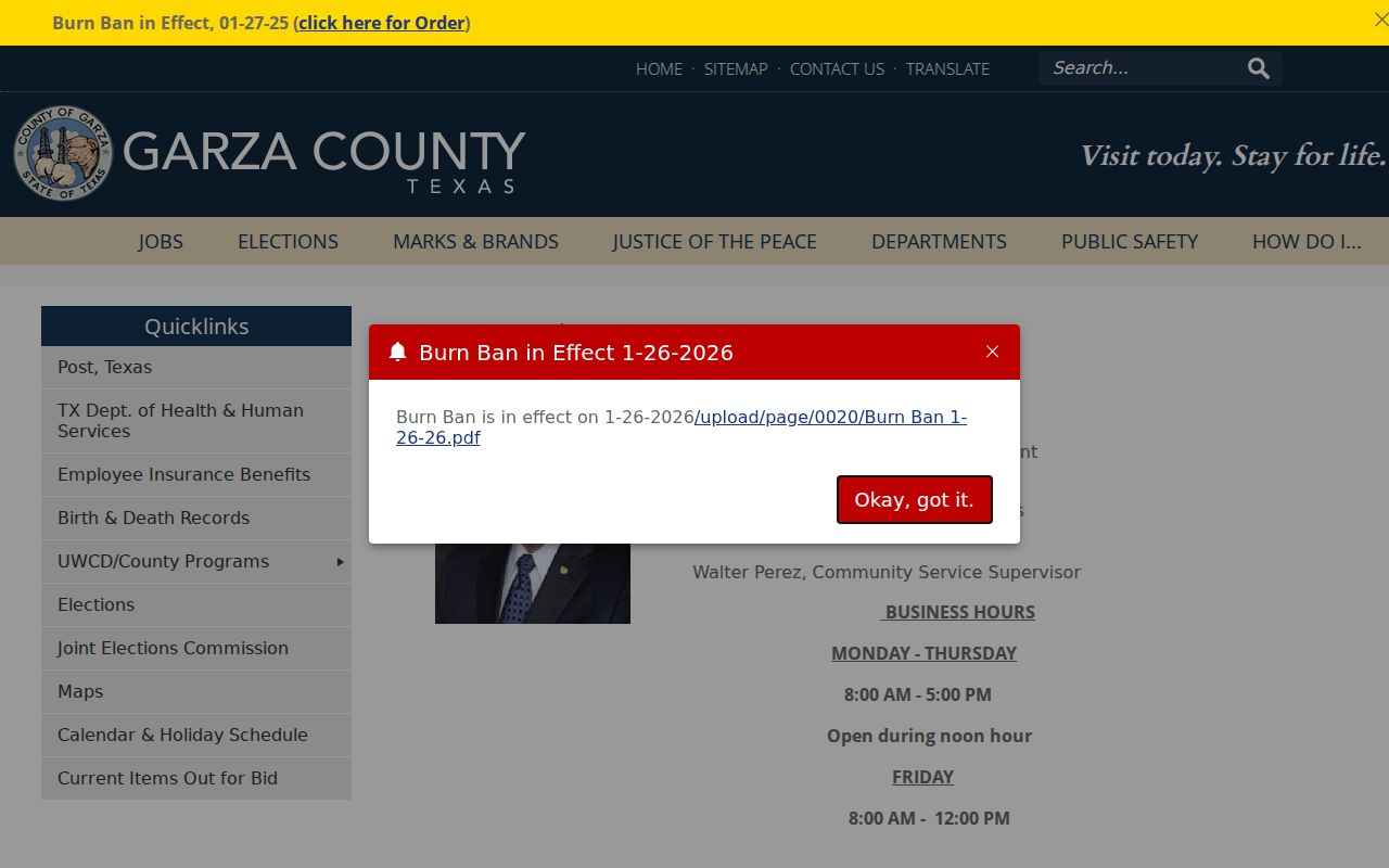 Official Garza County Judge page