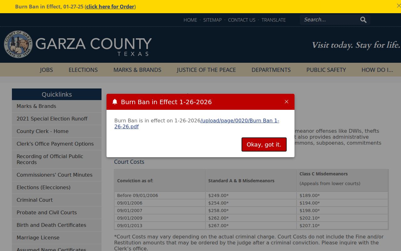 Garza County Clerk criminal court information