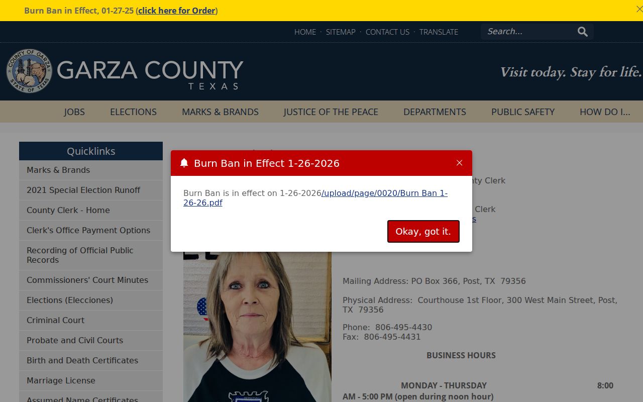 Garza County Clerk official court-record links