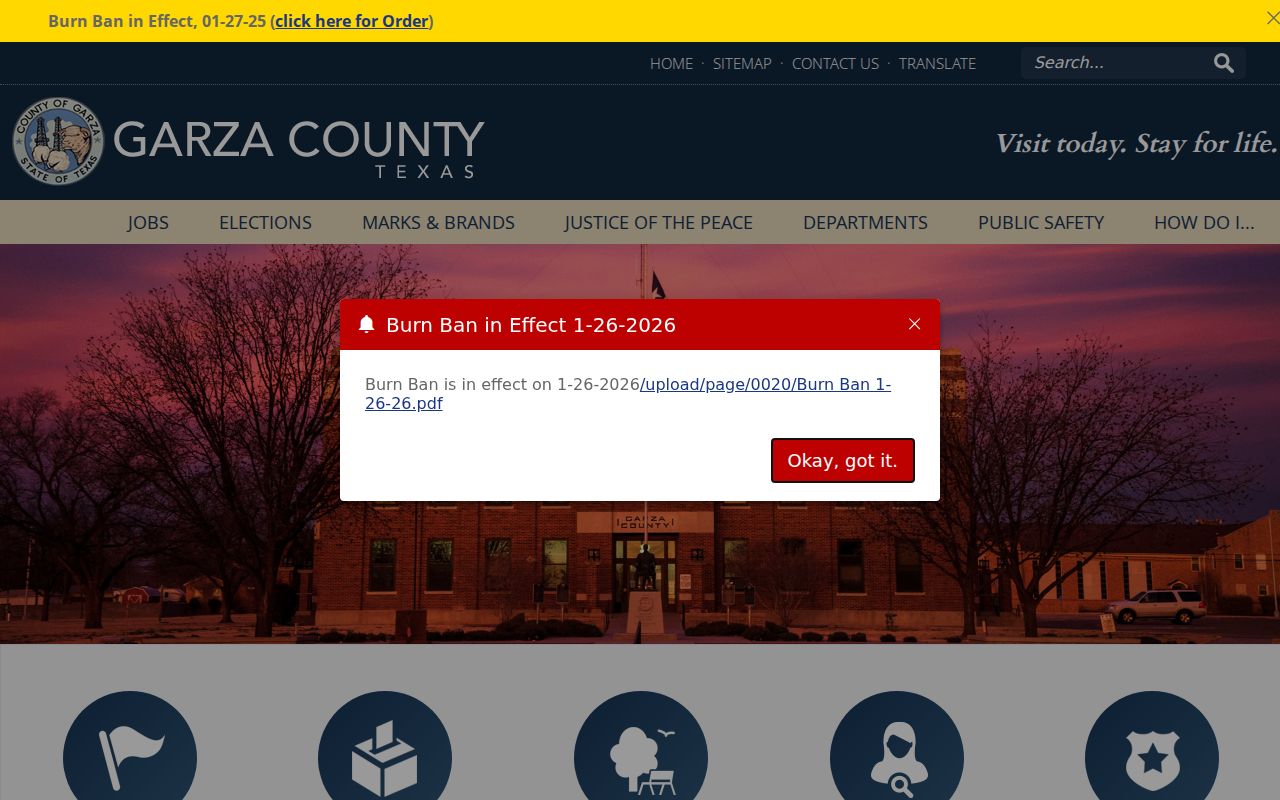Official Garza County homepage and courthouse information
